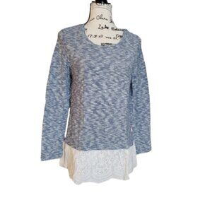 RXB Blouse Long Sleeve Top with Lace Hem - Size Medium
